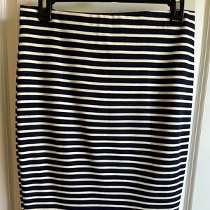 Ann Taylor Navy and White Striped Pencil Skirt